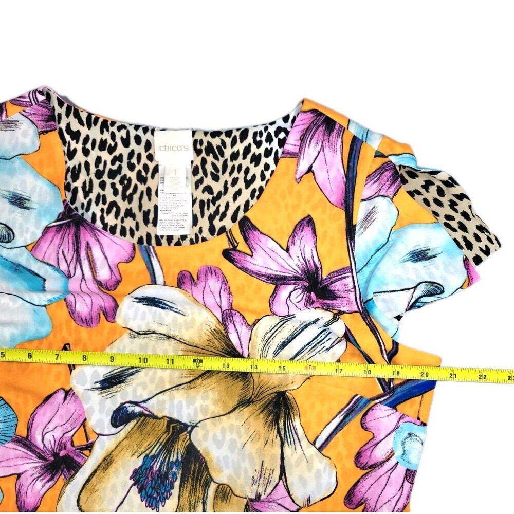 Chico's Dress Women's Tropical Floral Reversible Animal Size M - Picture 5 of 6